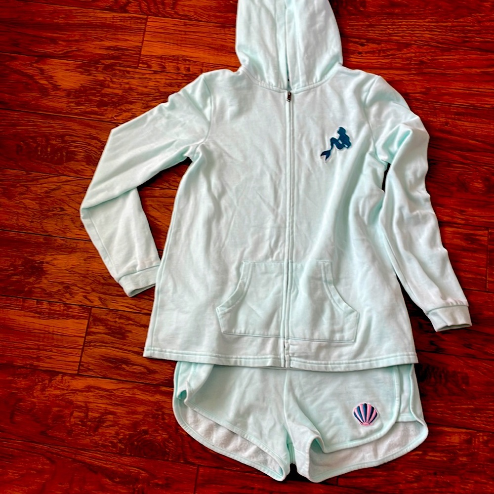 Little Mermaid  zip up hoodie and shorts